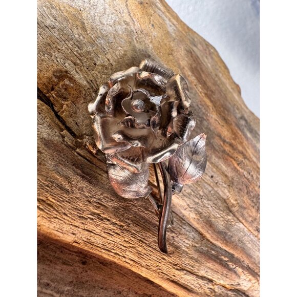 Sterling Silver Rose Flower Brooch Pin Floral Jewelry Hallmarked 925 2" - Picture 2 of 8